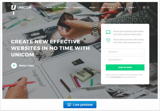 Bootstrap theme Unicom Responsive Multi Purpose Template