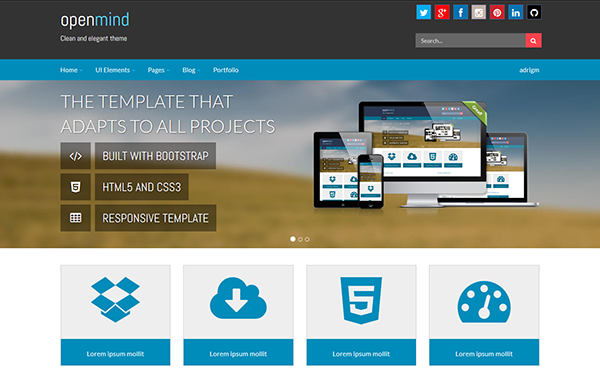 Bootstrap theme Open Mind - WordPress Customizable Theme