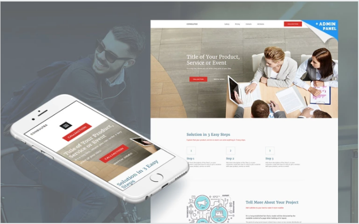 Bootstrap theme Consultex MotoCMS 3 Landing Builder