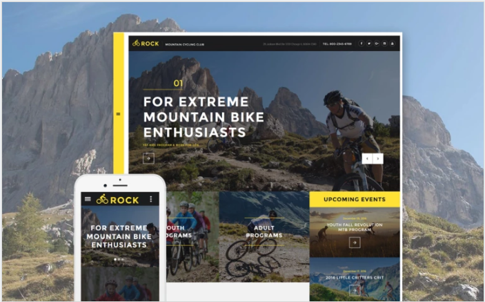 Bootstrap theme Rock - Mountain Cycling Club Responsive Website Template