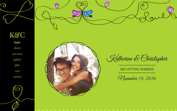 Bootstrap theme Swirly Love Wedding Template