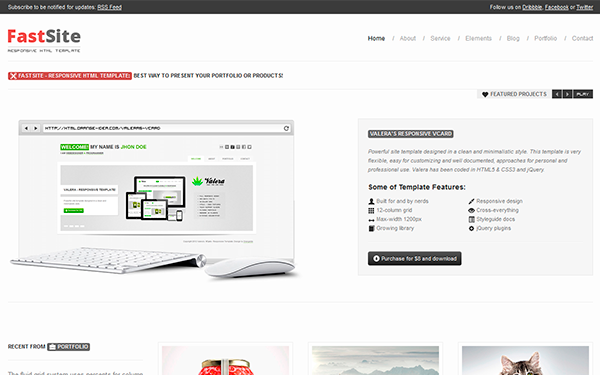 Bootstrap theme FastSite - Responsive HTML Template