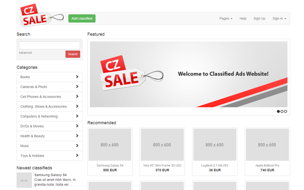 Bootstrap theme CZSale - Classified Ads Website Template