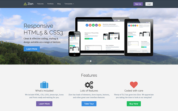 Bootstrap theme Zion Responsive Template