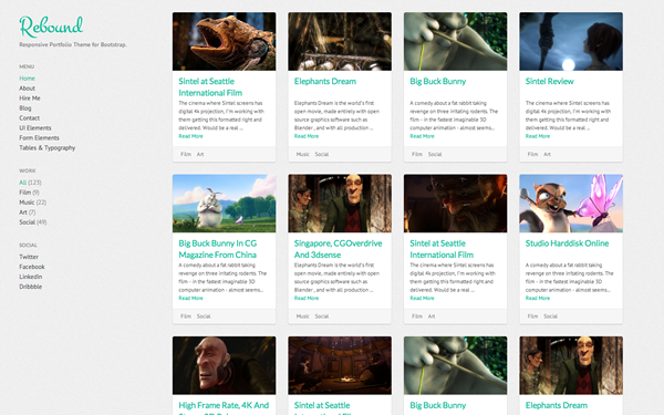 Bootstrap theme Rebound - Portfolio Responsive Template