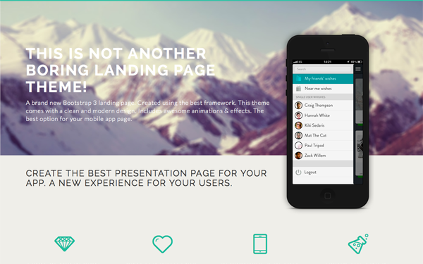 Bootstrap theme Diamond - Bootstrap 3 Landing Page