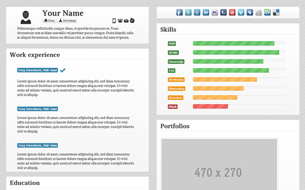 Bootstrap theme Tomahawk CV