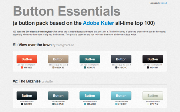 Bootstrap theme Button Essentials - Button Pack