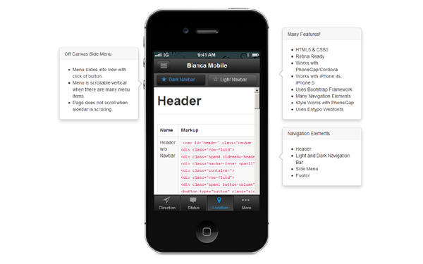 Bootstrap theme Bianca Mobile