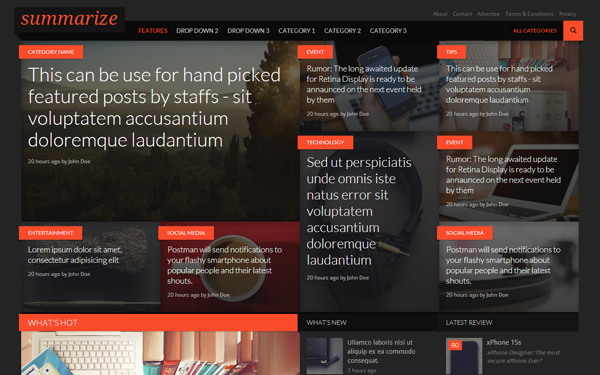 Bootstrap theme Summarize - Responsive Blog/Magazine