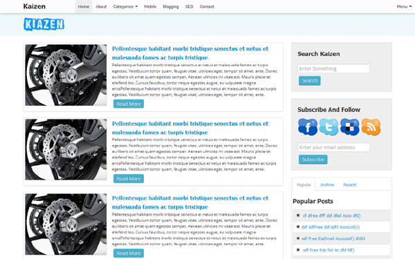 Bootstrap theme Kaizen - Blog Theme