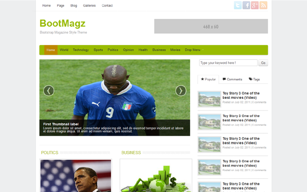 Bootstrap theme BootMagz - Magazine Theme
