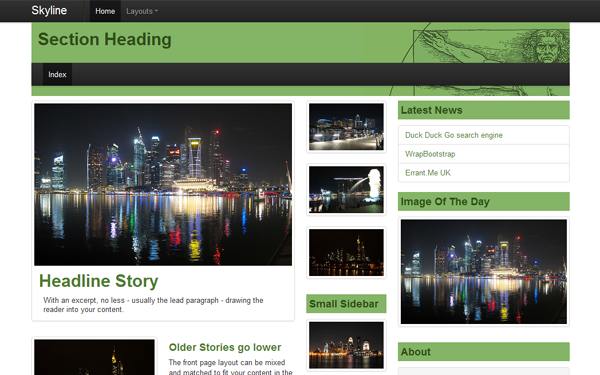 Bootstrap theme Skyline - Magazine Style Template