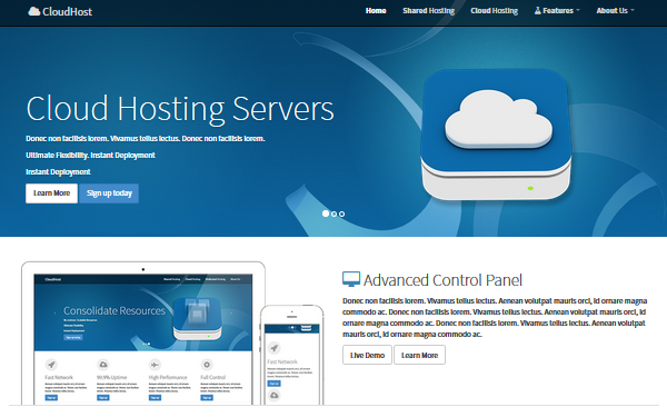 Bootstrap theme CloudHost - Responsive WordPress Theme