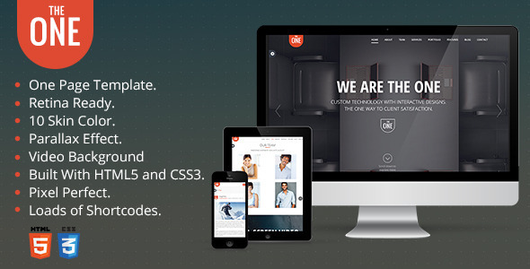 Bootstrap theme  Theone - Responsive One Page Parallax Template