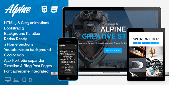 Bootstrap theme Alpine - Responsive One Page Parallax Template