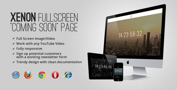 Bootstrap theme  Xenon Countdown — Fullscreen “Coming Soon” Page