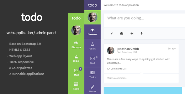 Bootstrap theme  todo - Web Application and Admin Panel Template