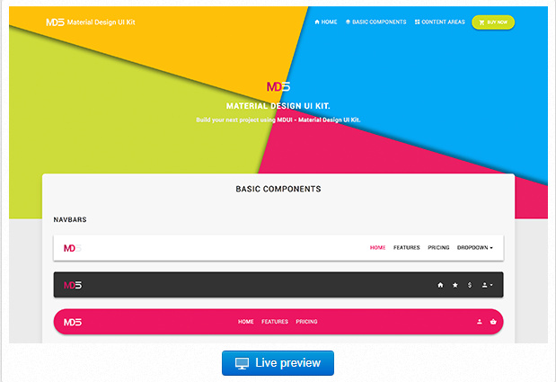 Bootstrap theme MDUI - Material Design UI Kit