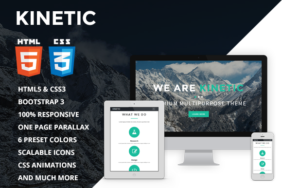 Bootstrap theme Kinetic - One Page Parallax Theme