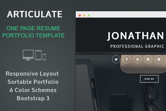 Bootstrap theme Articulate:Resume Portfolio